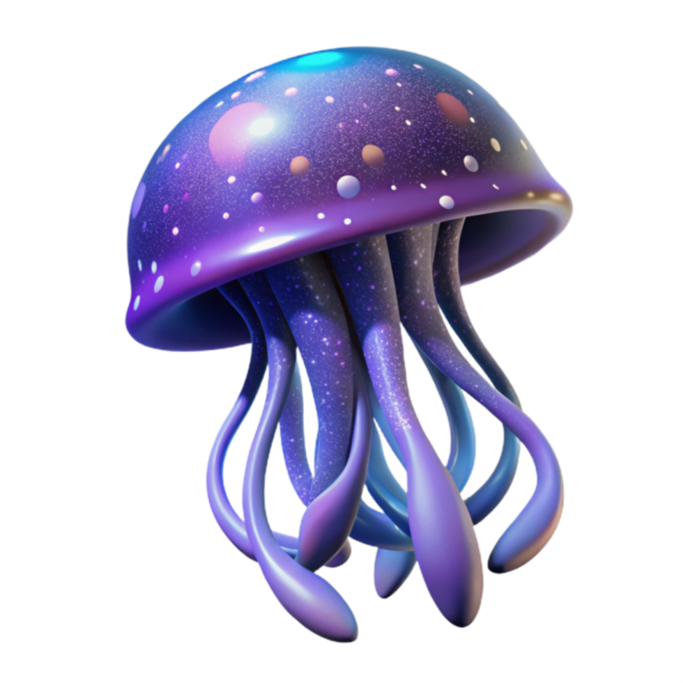 Cosmic Jellyfish 3D Render of a Sparkling, Bioluminescent Creature png