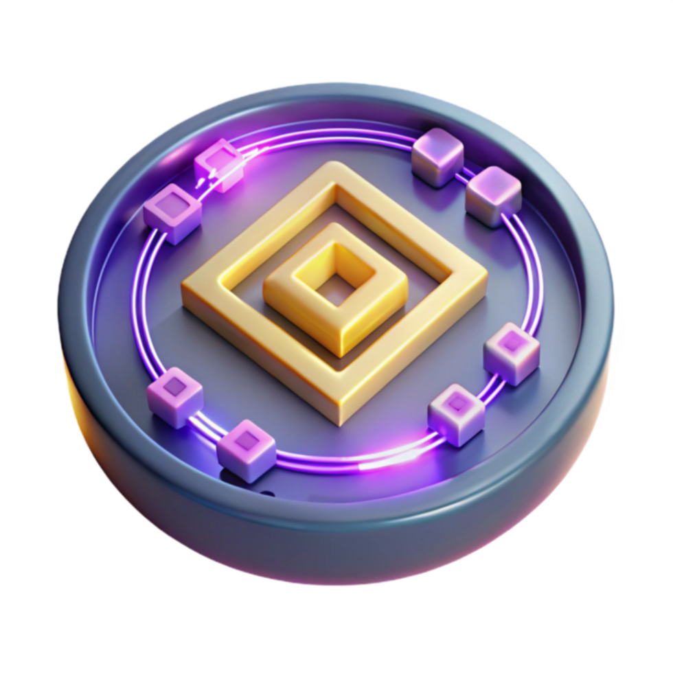 Abstract Digital Currency Token Square Symbol, Neon, Technology png