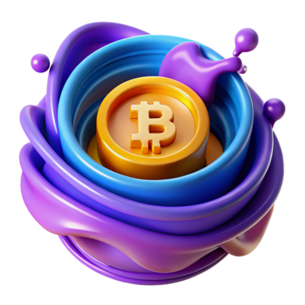 Bitcoin Cryptocurrency in Abstract Liquid Form png