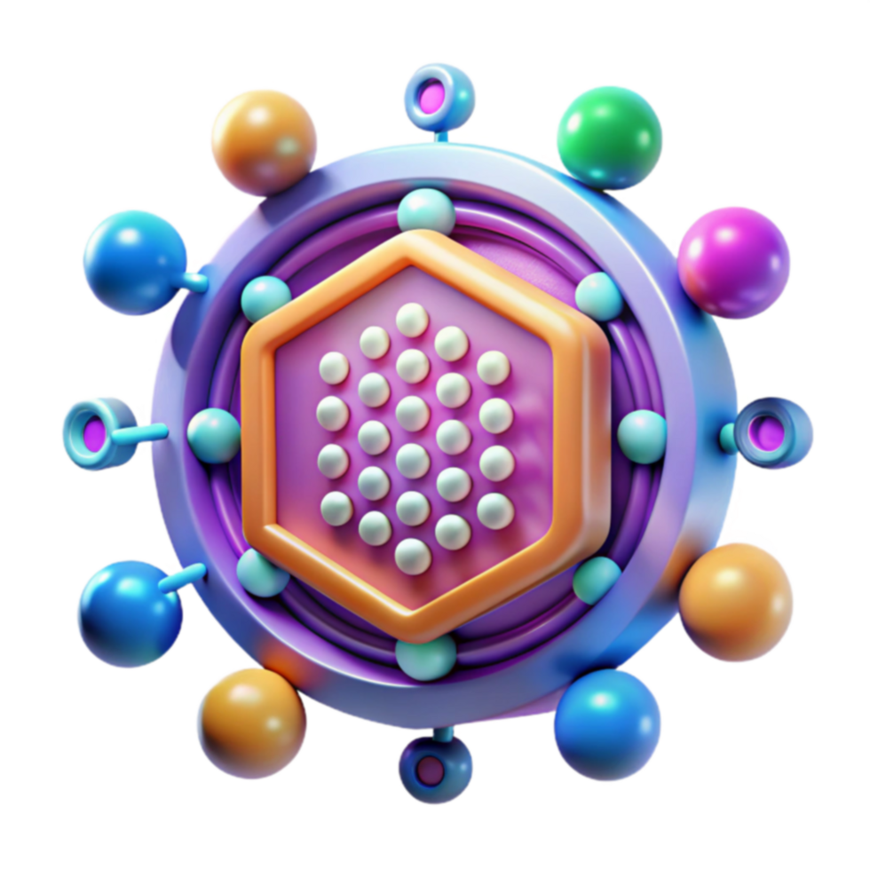 Abstract 3D Colorful Hexagon Sphere Structure png