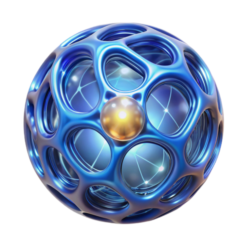 Abstract 3D Sphere Networked Structure Golden Core png
