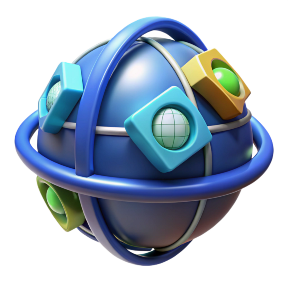 Global Network Interconnected 3D Sphere png