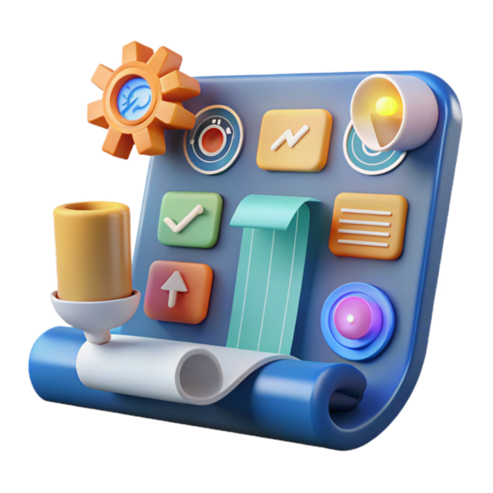 Interactive UI Design Colorful App Interface with Icons png