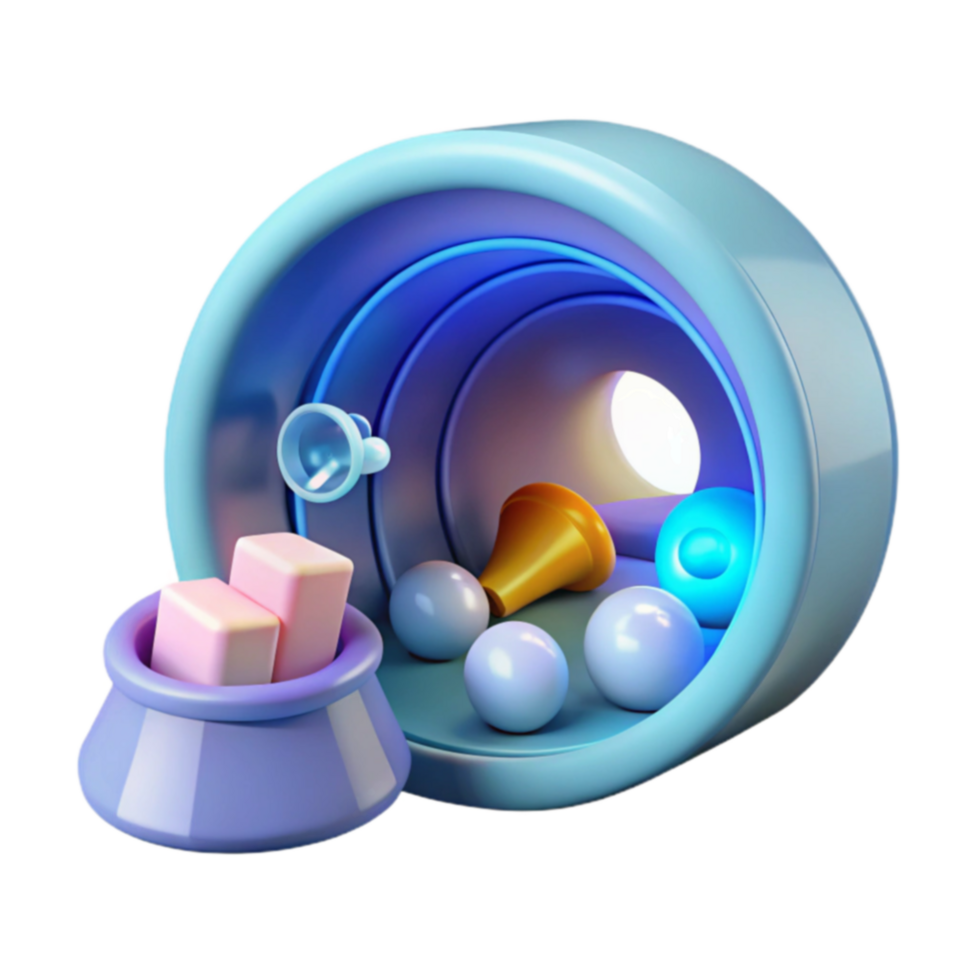 Abstract 3D Render Colorful Shapes in Tunnel png
