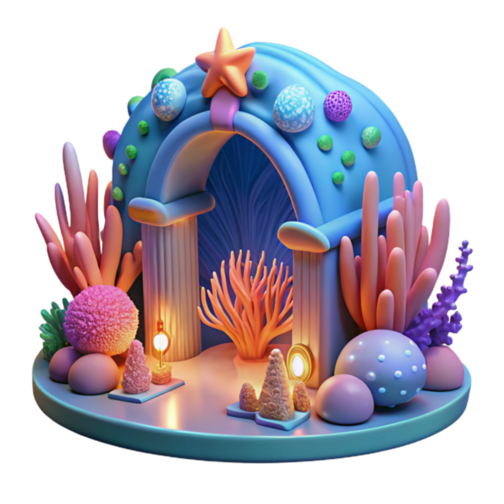 Undersea Archway 3D Render of a Whimsical Ocean Scene png