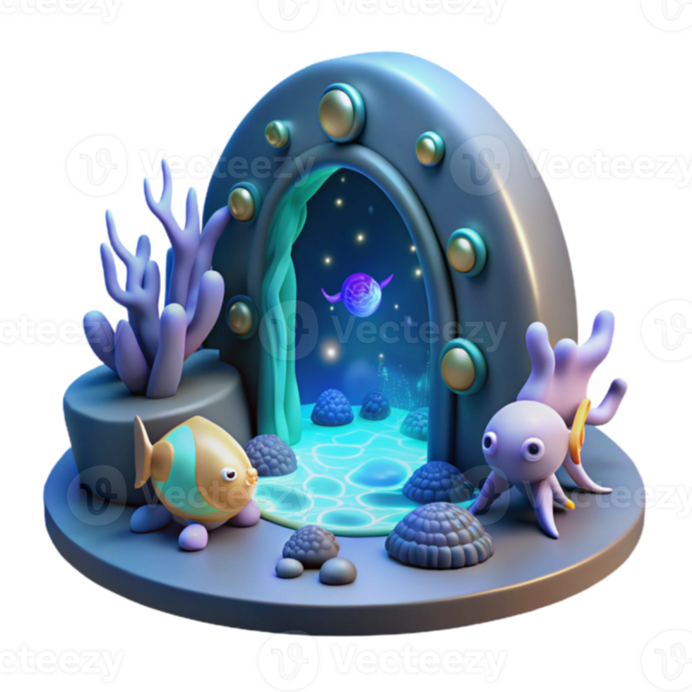 Undersea Archway 3D Render of Ocean Scene png