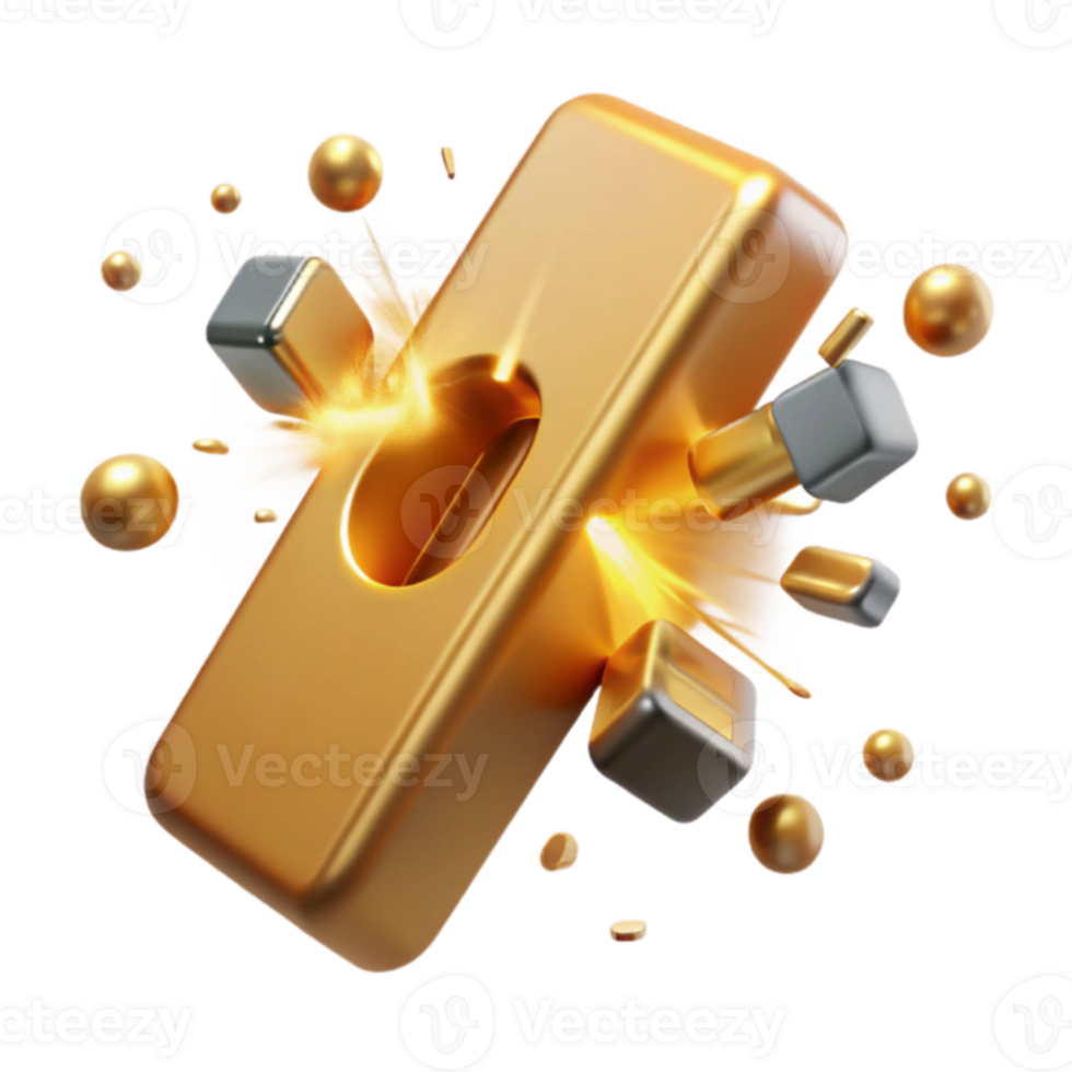 Gold Explosion Abstract 3D Render png