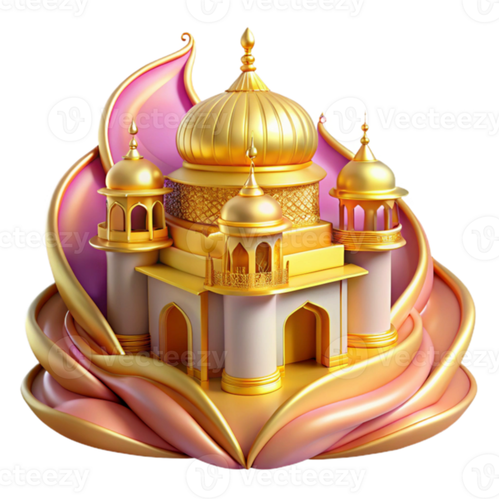 Golden Palace 3D Render of Architectural Marvel png