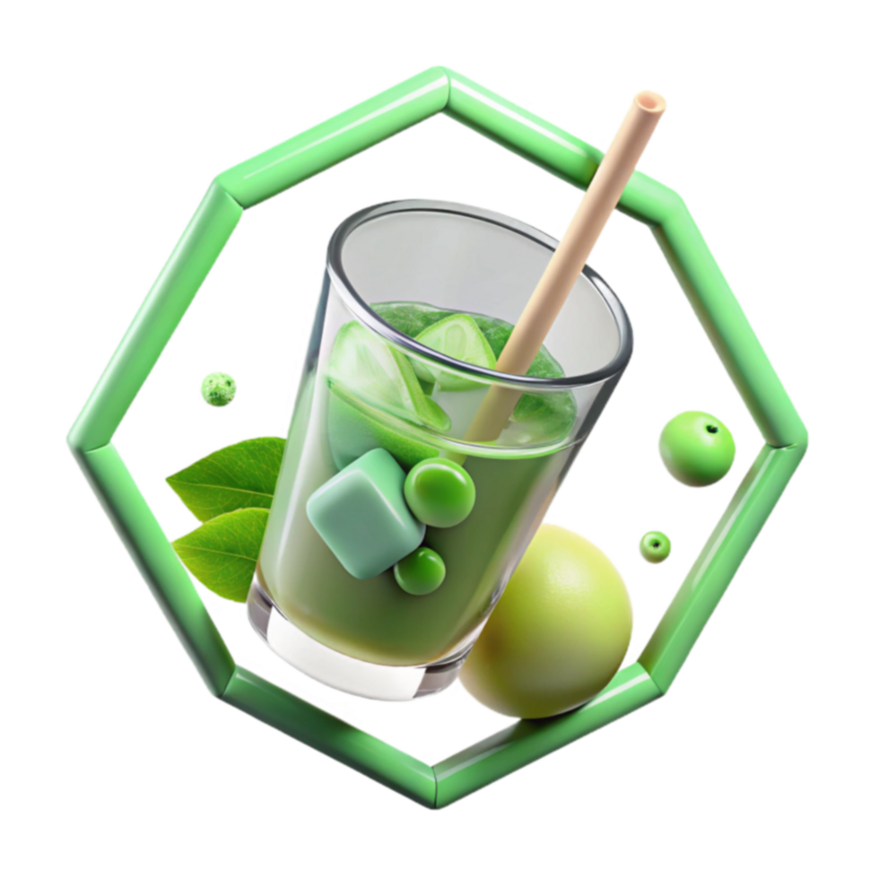 Refreshing Green Smoothie with Ice Cubes png