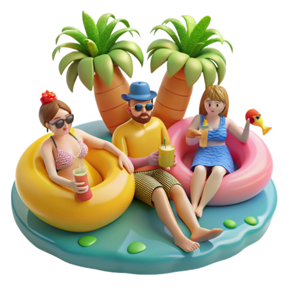 Tropical Getaway Summer Fun in Inflatable Rings png