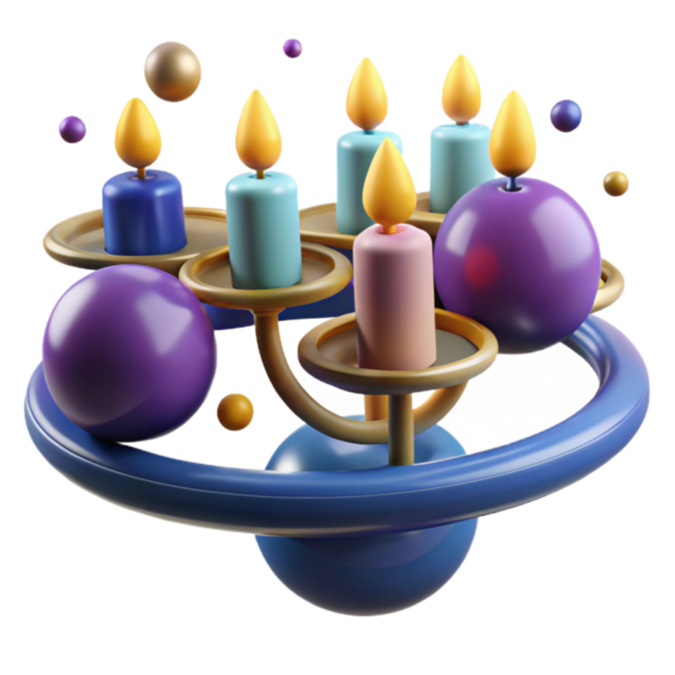 Abstract Festive Candlescape with Floating Spheres png