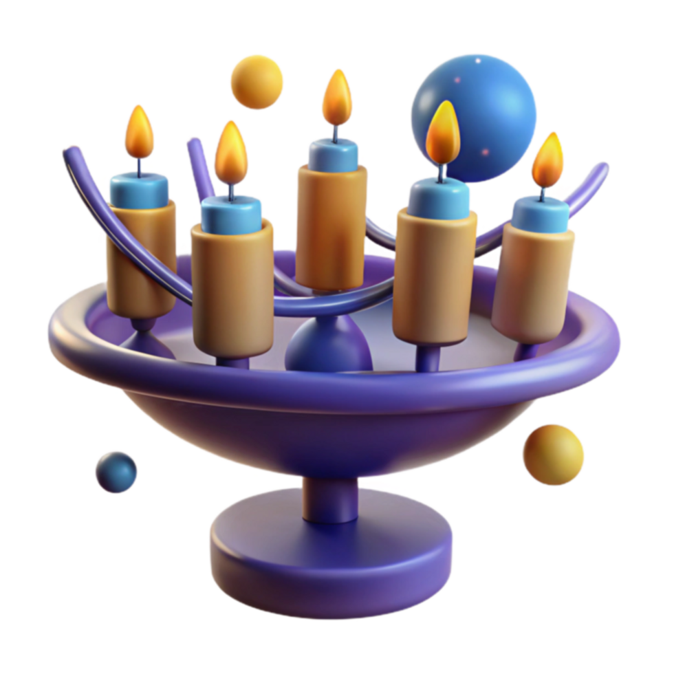 Five-Candle Candelabra with Floating Spheres png