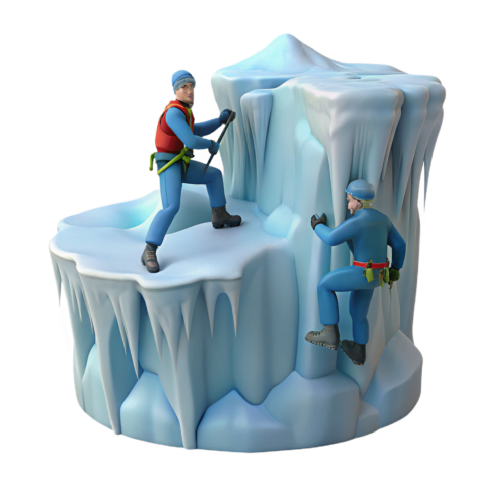 Ice Climbing Adventure Teamwork, Perseverance, and Glacier Exploration png