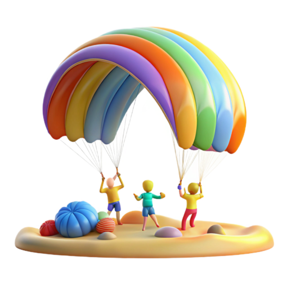 Kids' Rainbow Parachute Play Fun, Games, and Teamwork png
