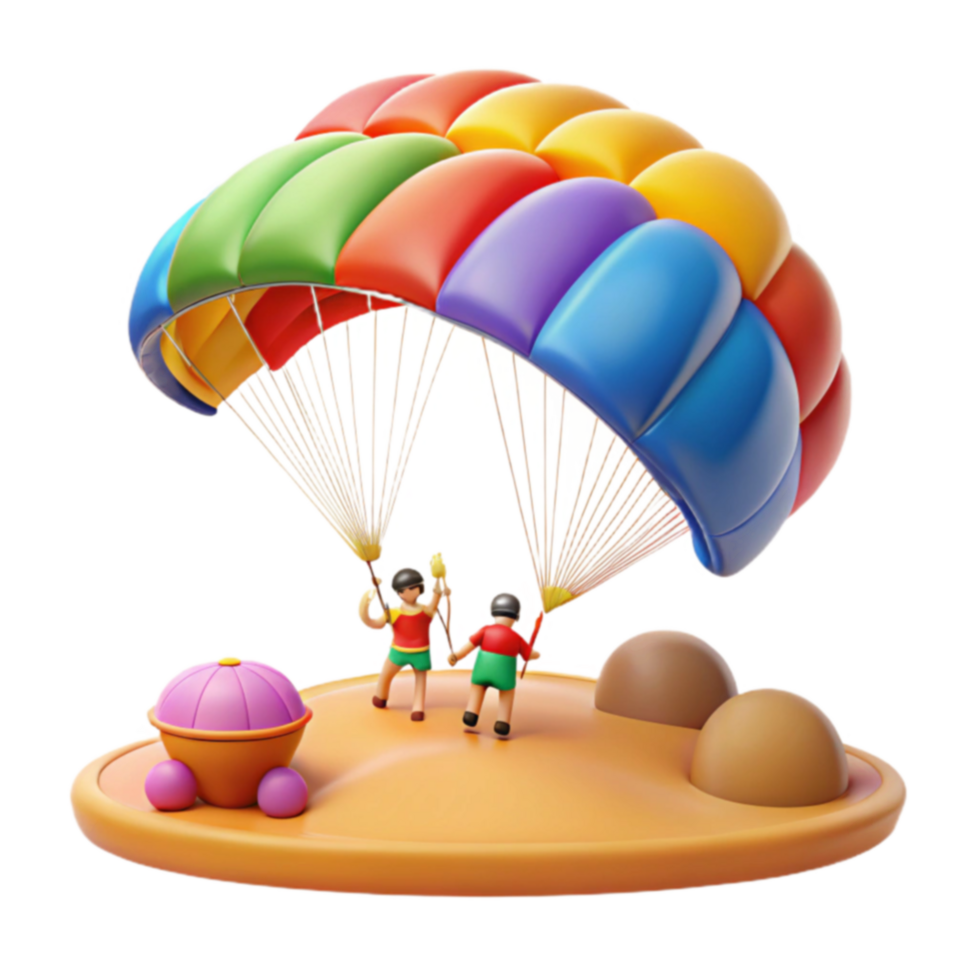 Colorful Parachute Adventure A 3D Render png