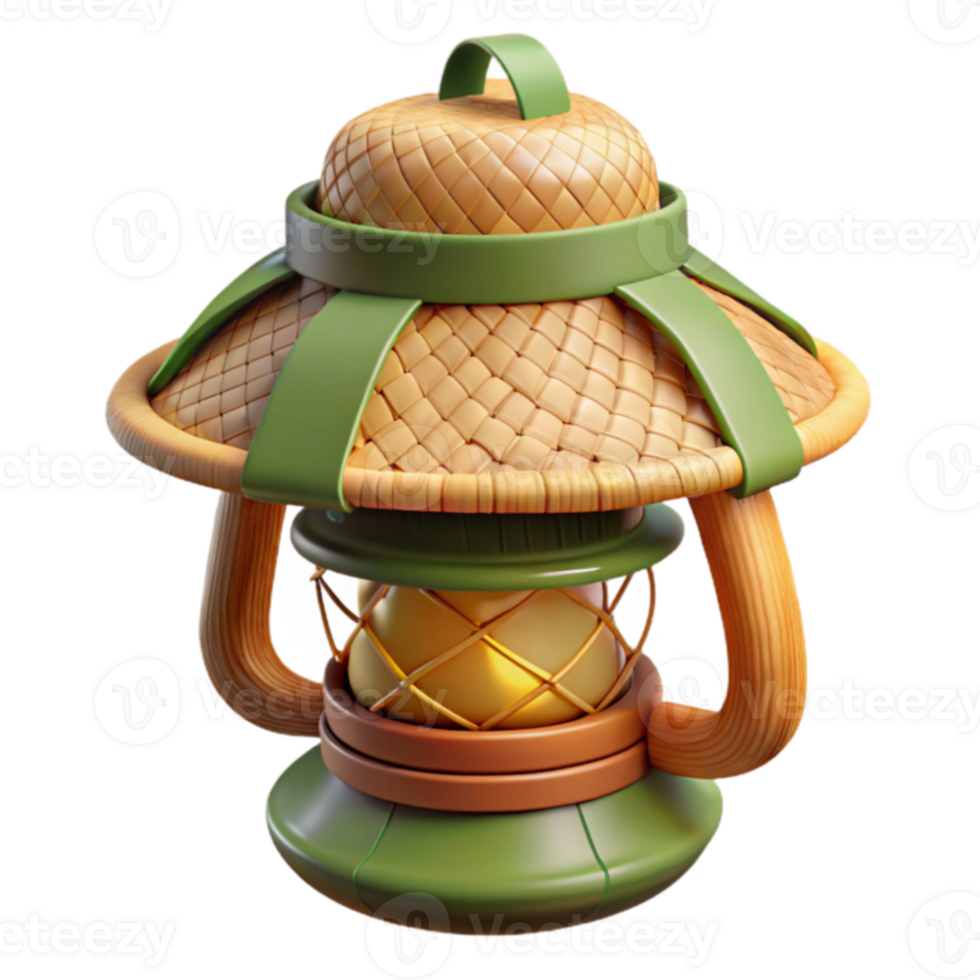 3D Render of a Wicker Lantern png