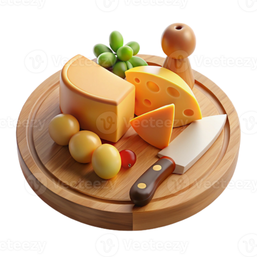 Cheese Board with Fruit and Knife png