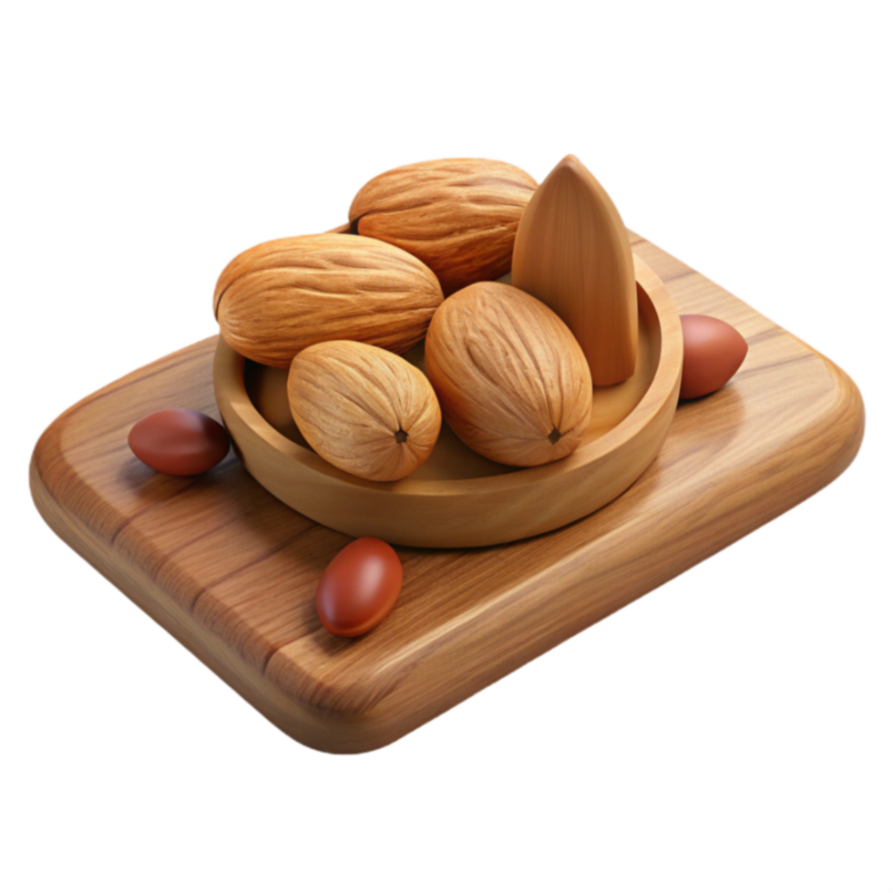 Almonds in Wooden Bowl Nutcracker Healthy Snack png