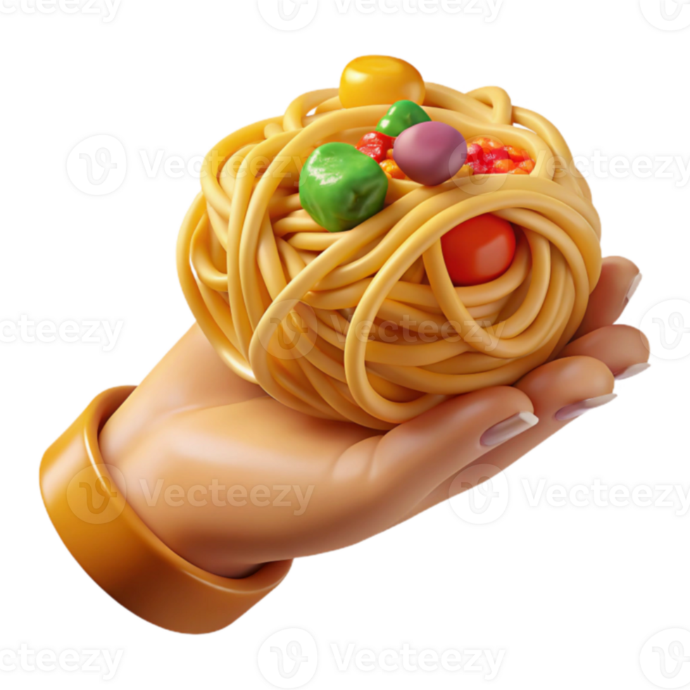 Tasty Spaghetti Nest with Colorful Veggies png
