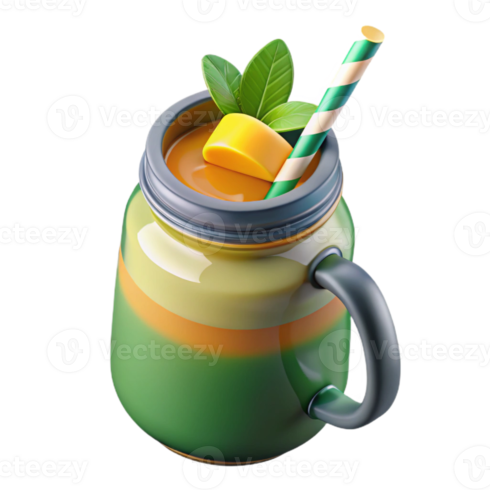 Layered Tropical Smoothie in Mason Jar png
