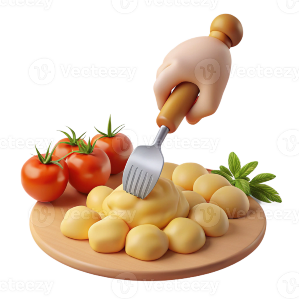Fork Mashed Yellow Food with Tomatoes png