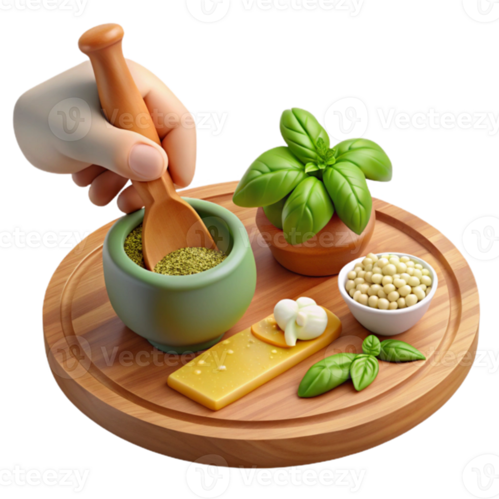 Culinary Herbs, Spices, and Cheese on Wooden Board png