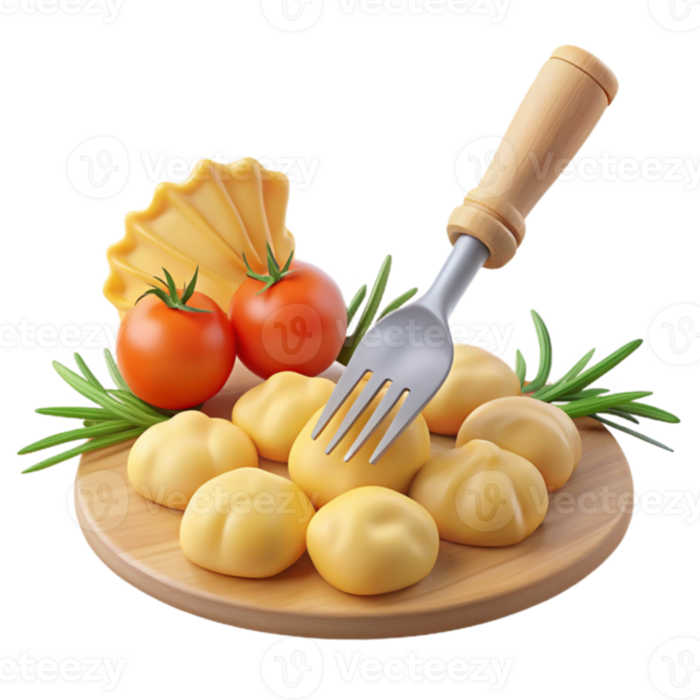 Fork Picking Cheese Balls with Tomatoes and Pasta png