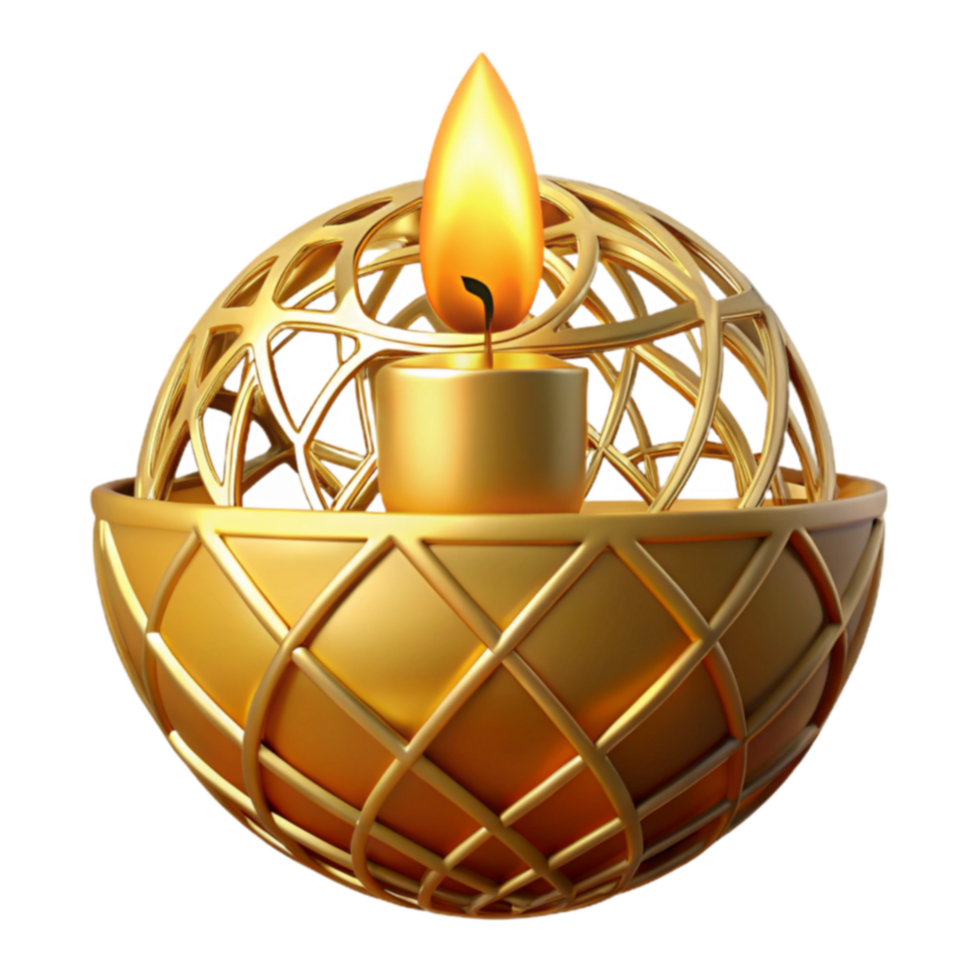 Golden Sphere Candle Holder Intricate Design, Elegant Decor png