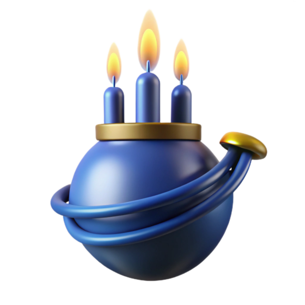 Blue Sphere Candlestick with Three Candles png
