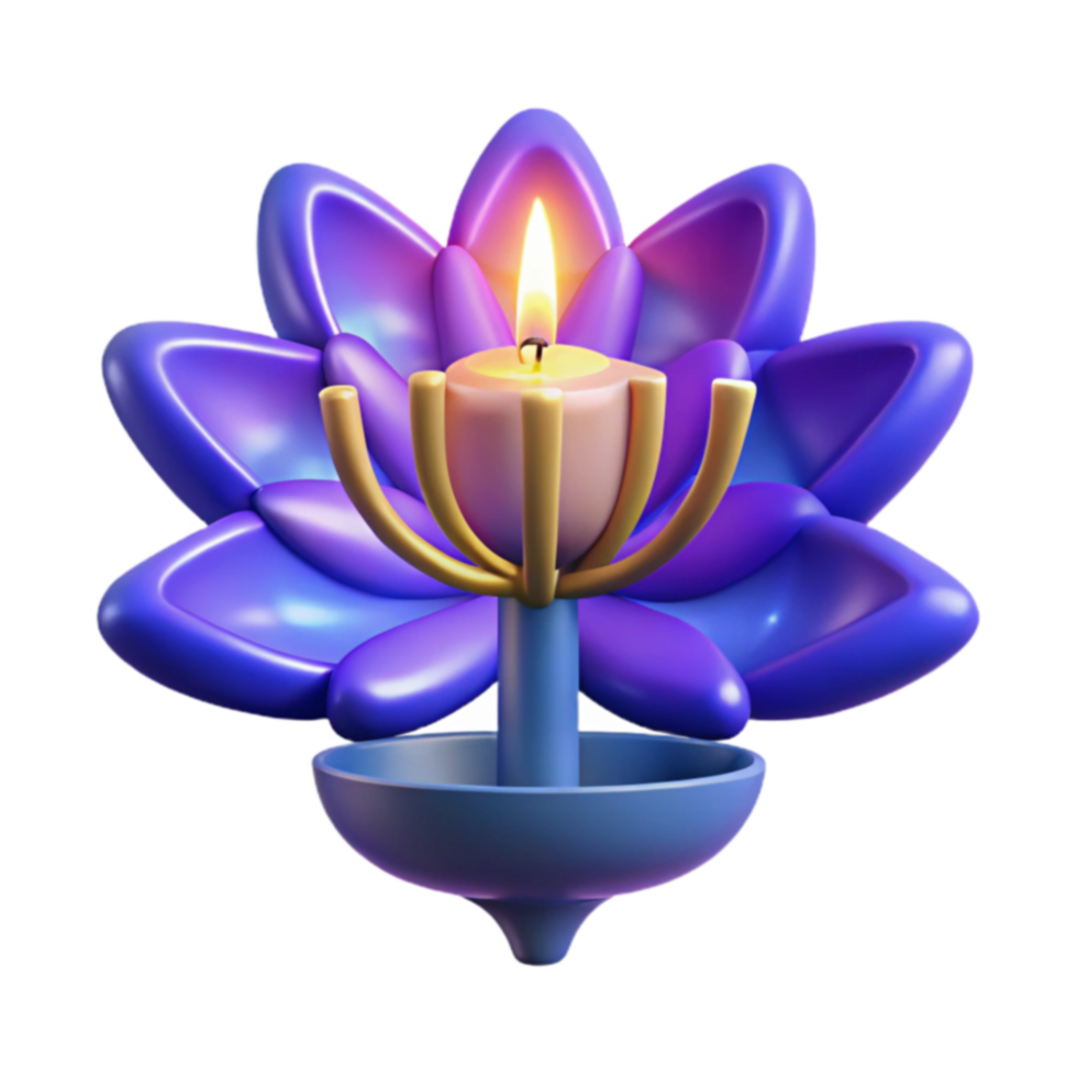 3D Render Illuminated Lotus Candle Holder png