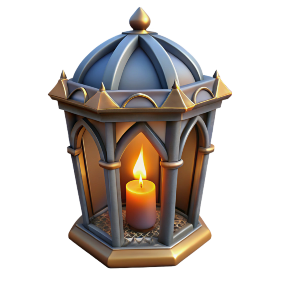 Gothic Lantern with Candlelight 3D Render png