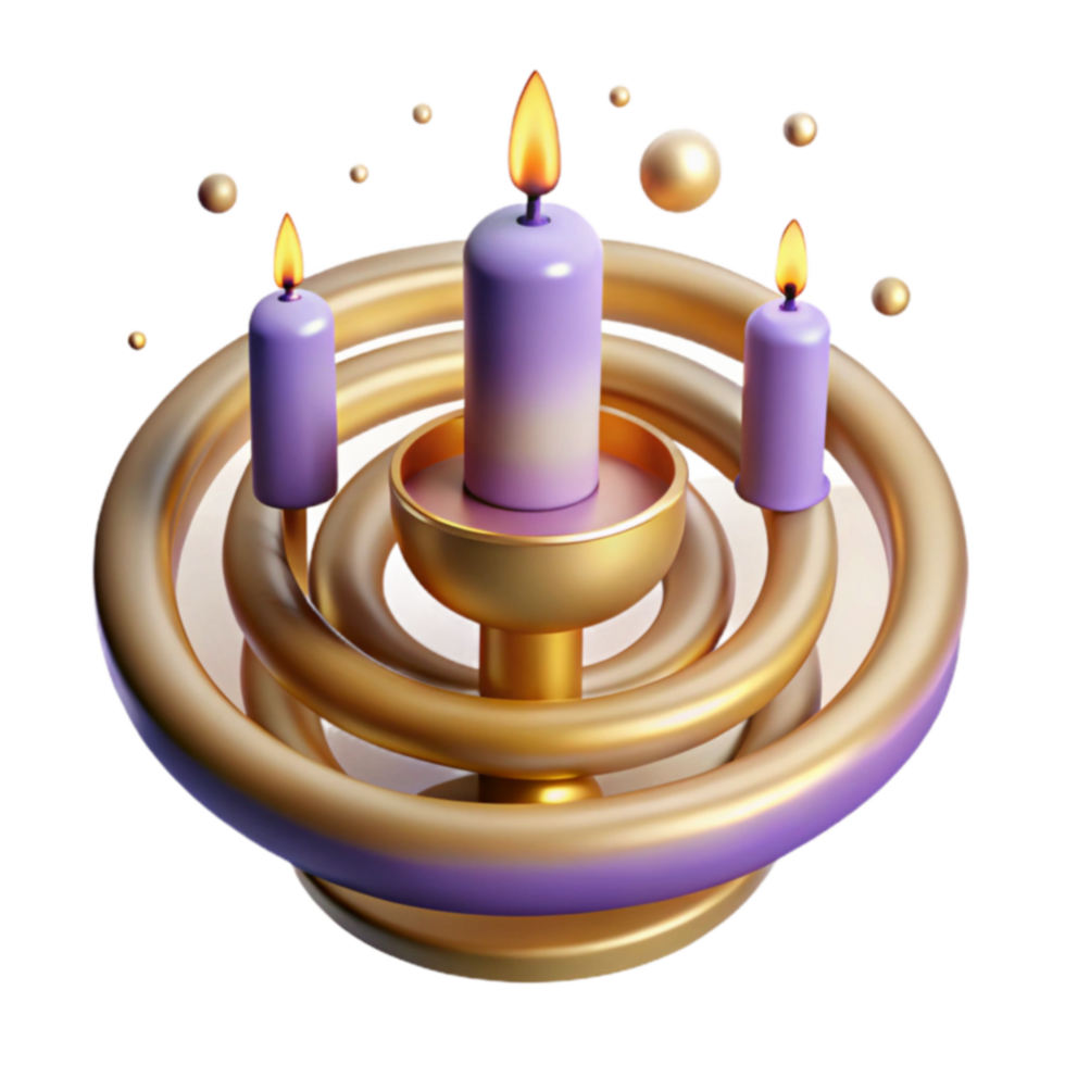 Spiral Candle Holder with Three Candles png