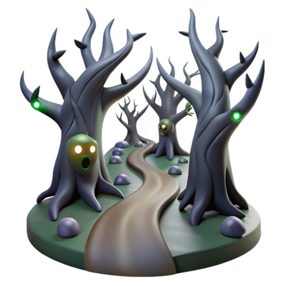 Spooky 3D Halloween Forest Path png