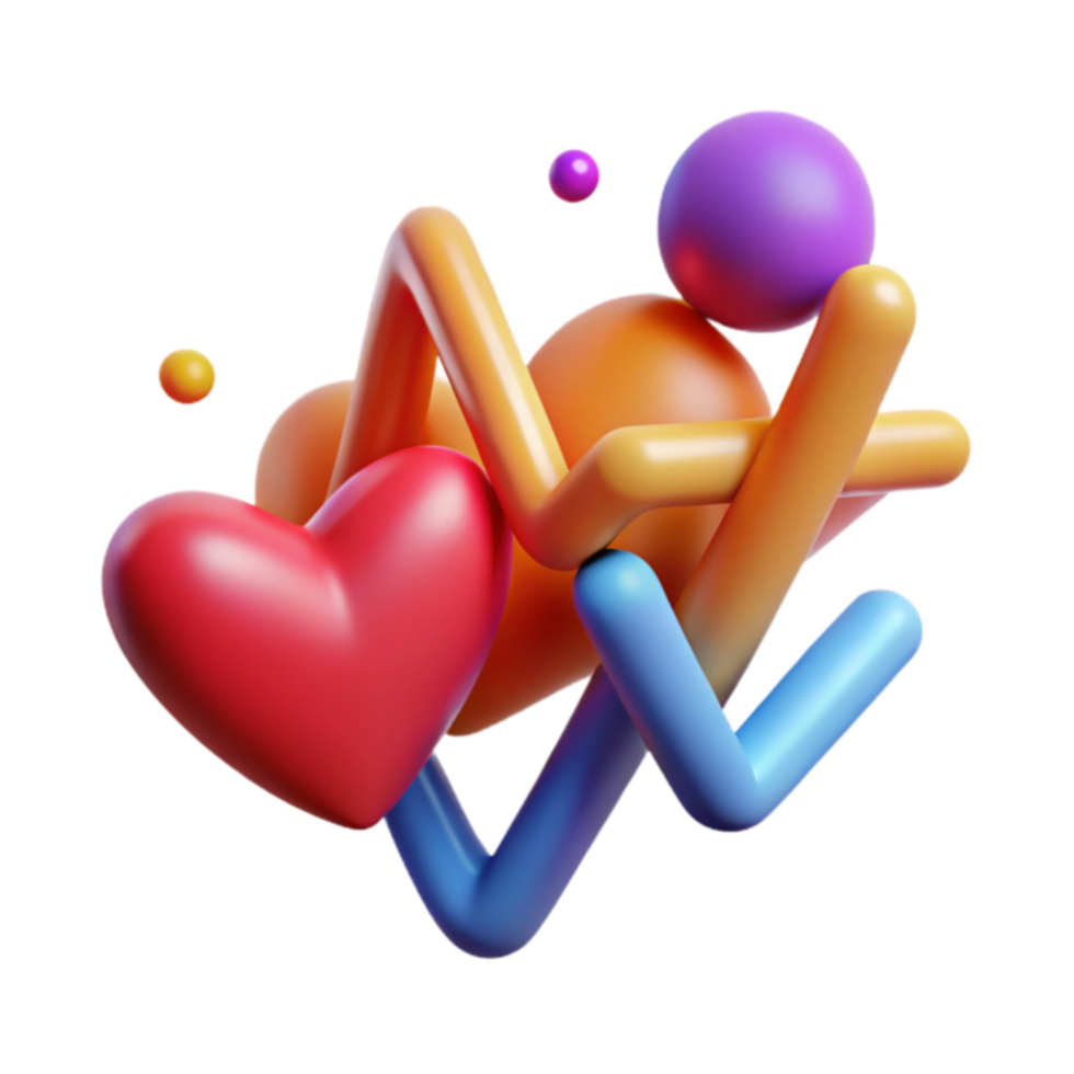 Abstract Heart Colorful 3D Shapes png