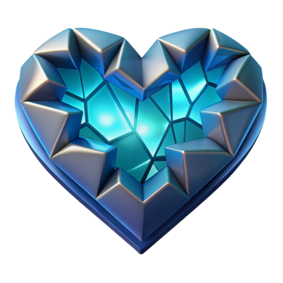 Geometric Heart Fractured Crystal Core png