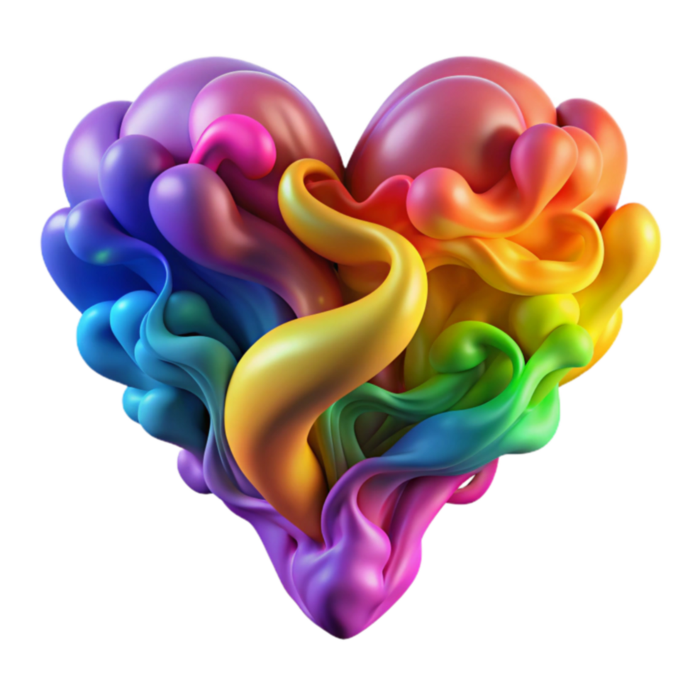 Rainbow Heart Abstract Colorful 3D Render png