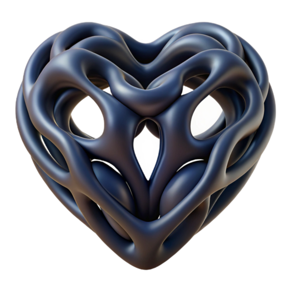 Abstract 3D Heart Intricate, Organic Design png