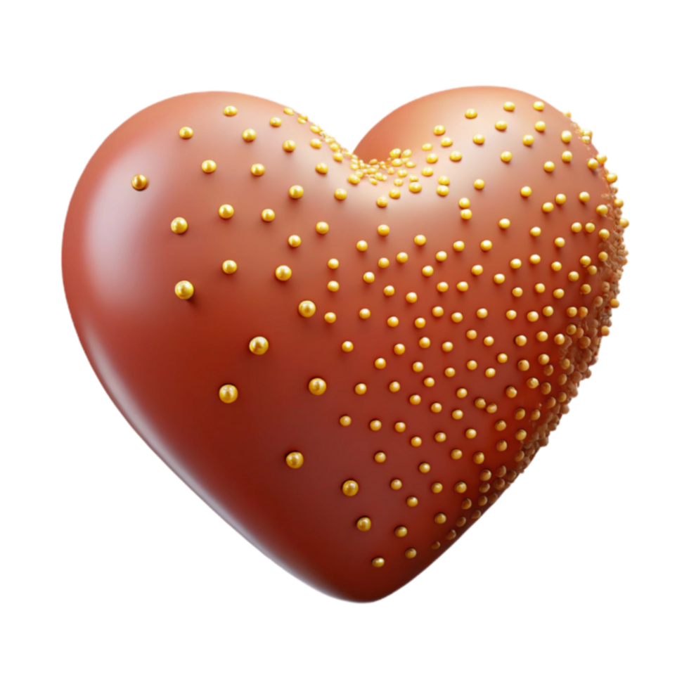 Red Heart with Gold Dots 3D Render png