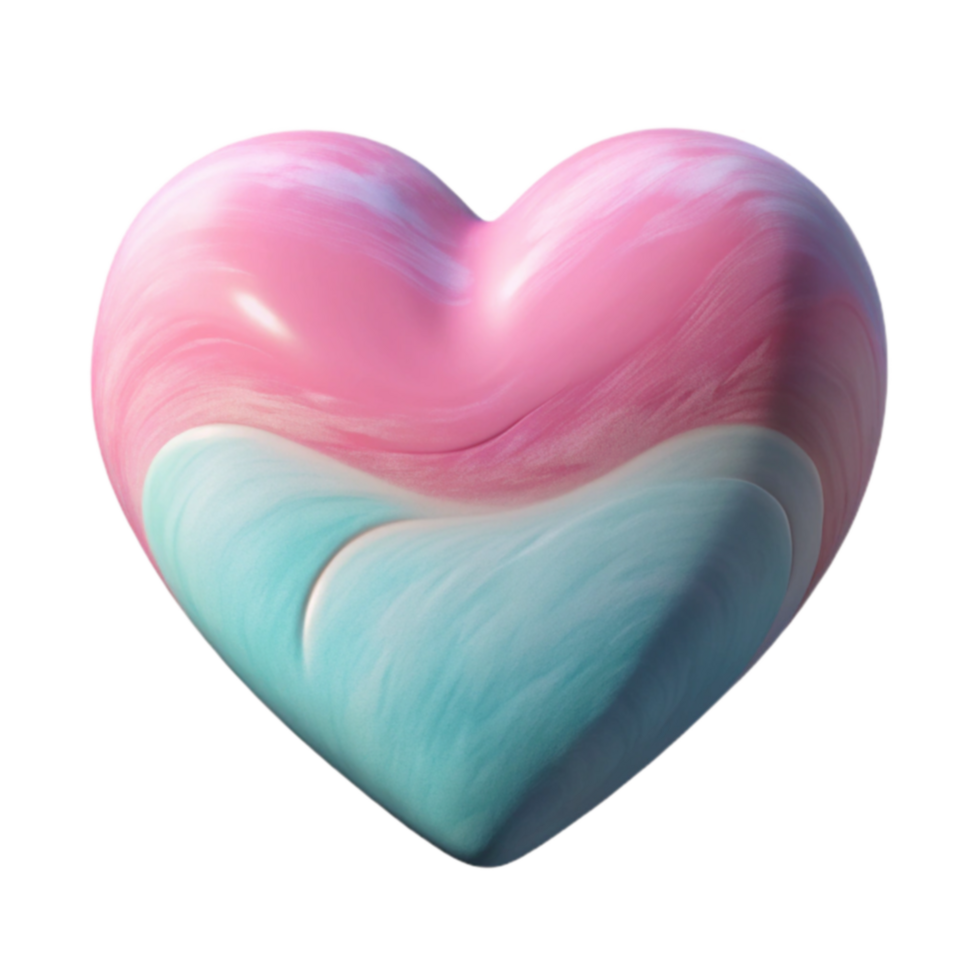 Pink and Teal Swirl Heart Abstract 3D Render png