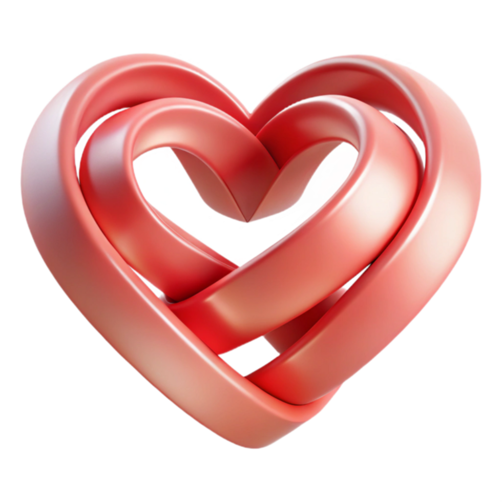 Intertwined Heart Abstract 3D Render of Love png