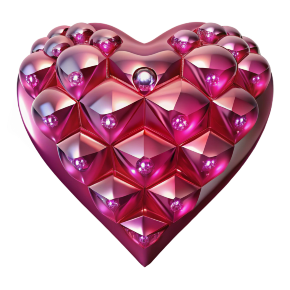 Geometric Pink Heart with Embedded Gems png