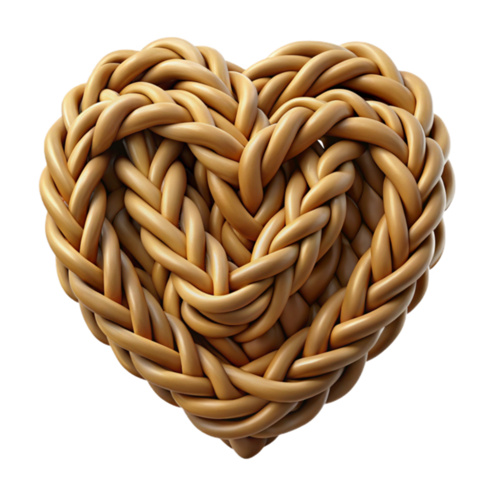 Intricate Woven Heart 3D Render of Braided Design png