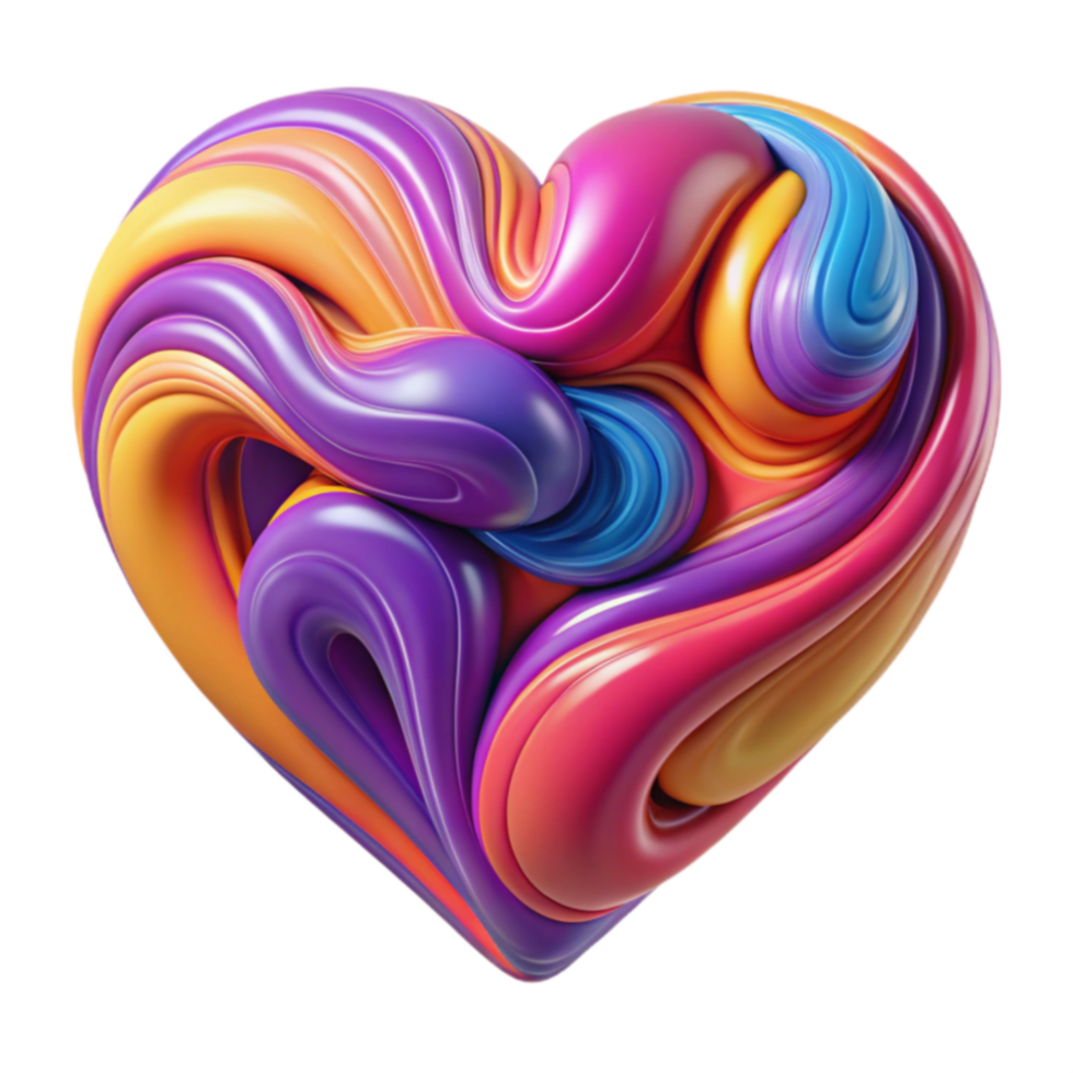 Abstract Swirling Heart Colorful 3D Render png