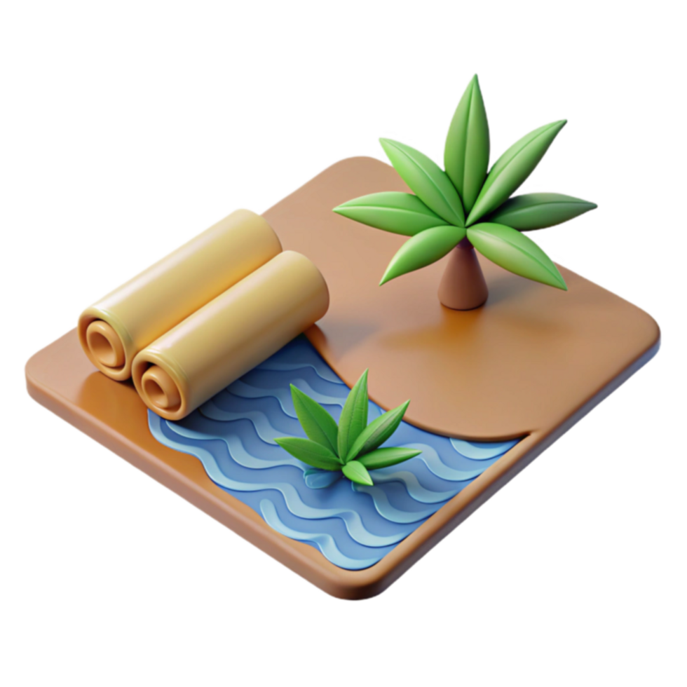 Tropical Island Oasis 3D Render of Relaxing Scene png