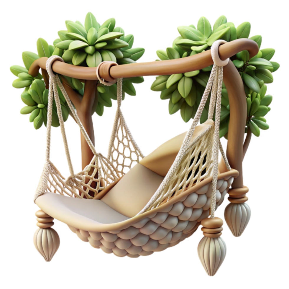 Relaxing Hammock Cradle with Tree Design png