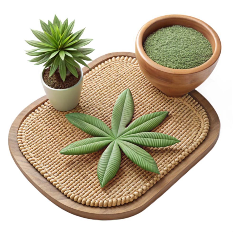Serene Spa Setting Plant, Leaf, Powder on Tray png