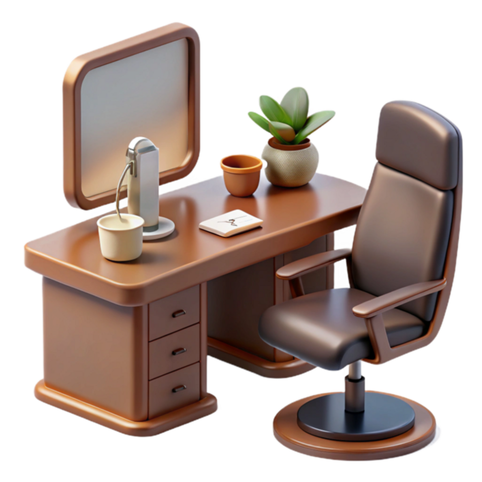 Modern Home Office Desk Setup with Chair png