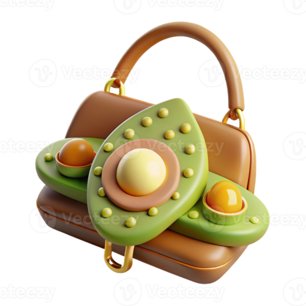 Whimsical 3D Render of Abstract Handbag png