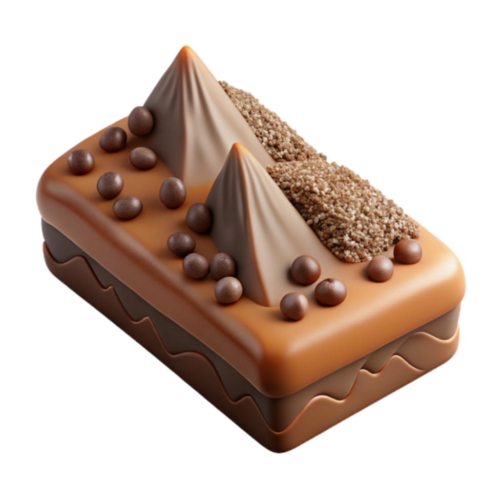 Decadent Chocolate Caramel Candy Bar with Chocolate Balls and Crumble png