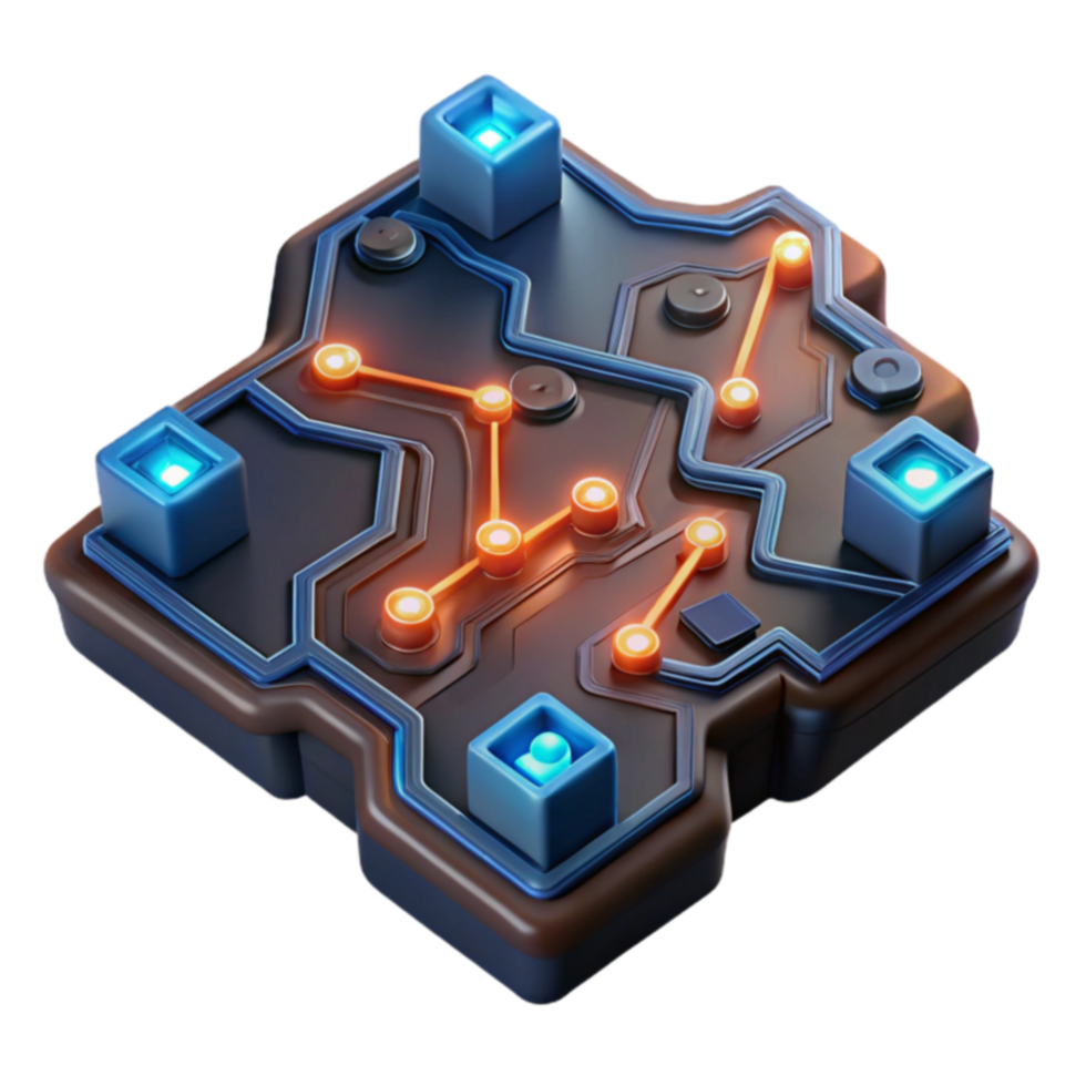 Abstract Futuristic Circuit Board Puzzle png